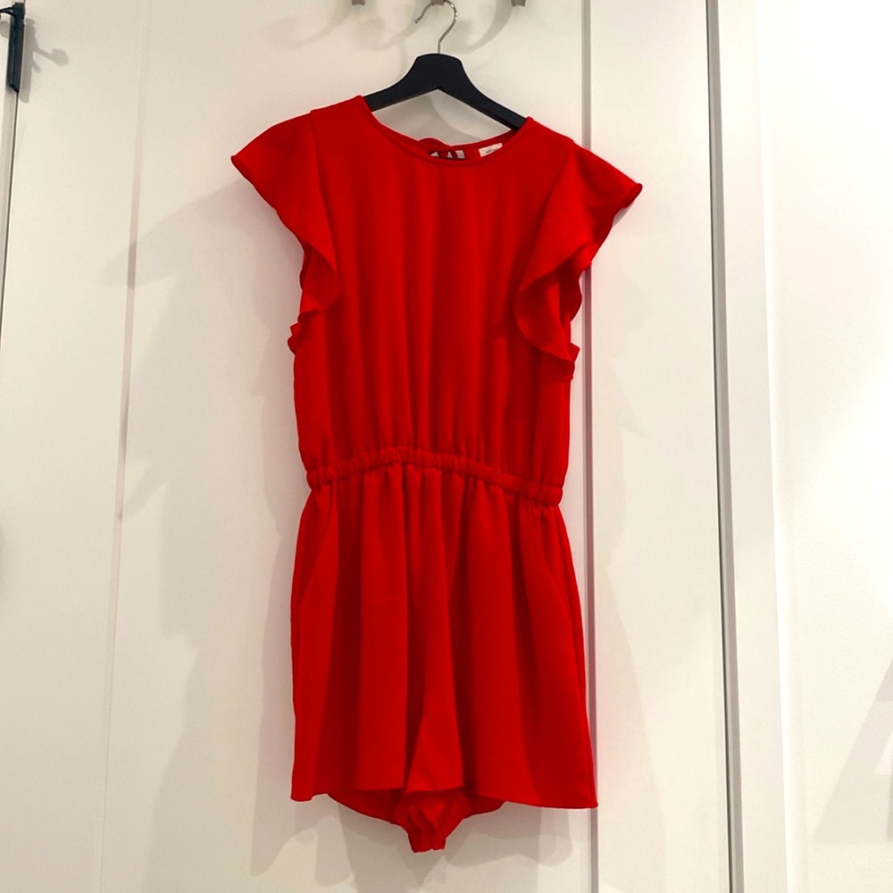 Wilfred Red Flutter-Sleeve Shorts Romper